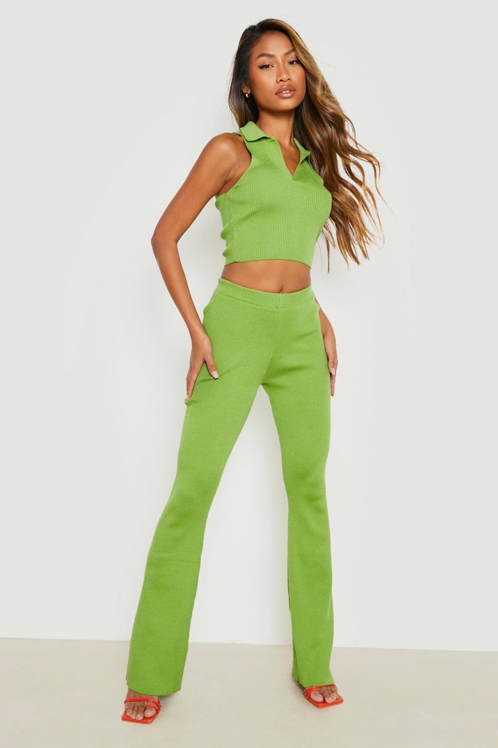 Polo Collar Crop And Wide Leg Pants Set boohoo CA